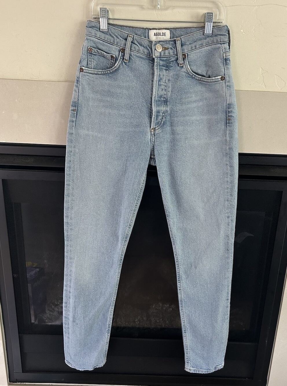 AGOLDE Nico High Rise Slim Jeans Womens 25 Light Wash Raw Hem Ankle Denim